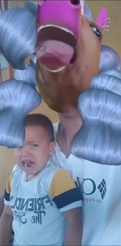 The kid's expression of fear and terror makes this so much better