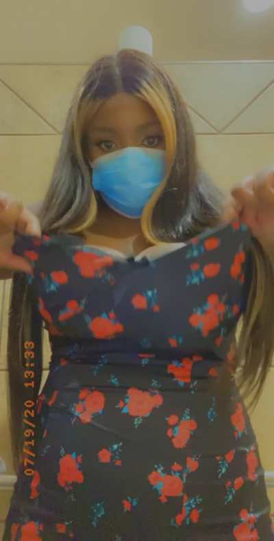 Taking my tits out b4 you come breed me in the public bathroom 😊