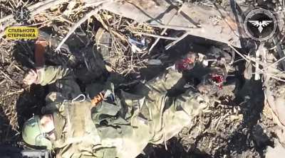 Russian troops targeted by FPV while crossing a marsh near Avdiivka. 03/24