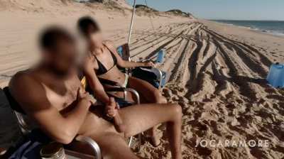 We enjoyed this day by the see. Great waves, and a great cumshot! [00:29]