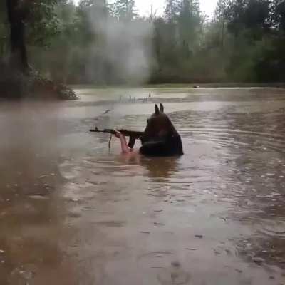 swimming in the rain