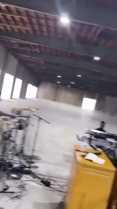 "Junya" live rehearsal at Ye's LA warehouse, via Jason White