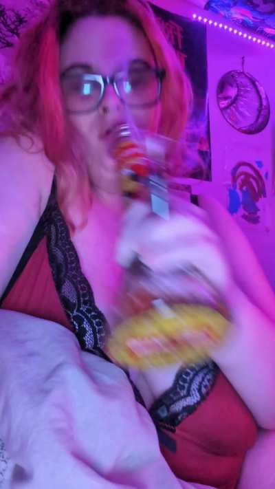 Curvy goth milf smoking bong (f 24)