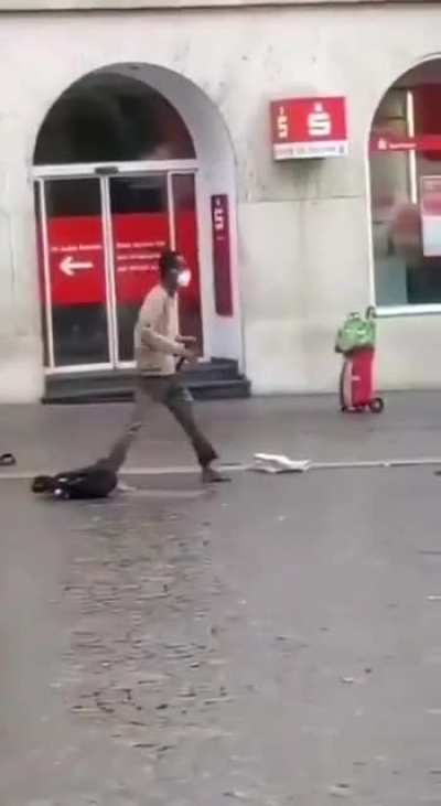 Footage of stabbing attack in the German town of W&uuml;rzburg today