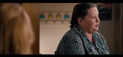 Paul Rudd and Leslie Mann trying to get through a scene with Melissa McCarthy