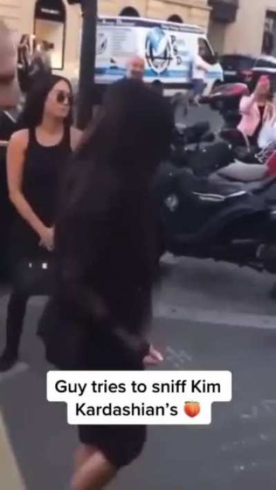 Dude tries to sniff Kim K&rsquo;s ass&hellip; some insane people out there