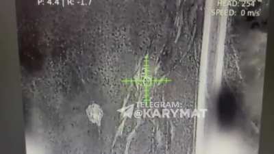 Russian BMP destroyed by Ukraine UAV. Flying turret can be seen from drone POV which is 107 meters above