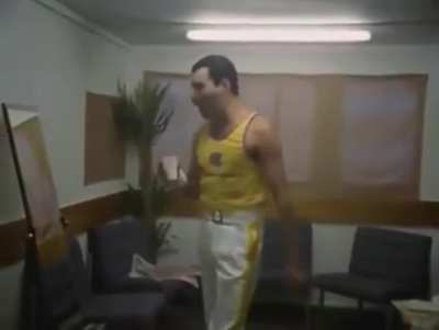 Freddie Mercury practicing before a show