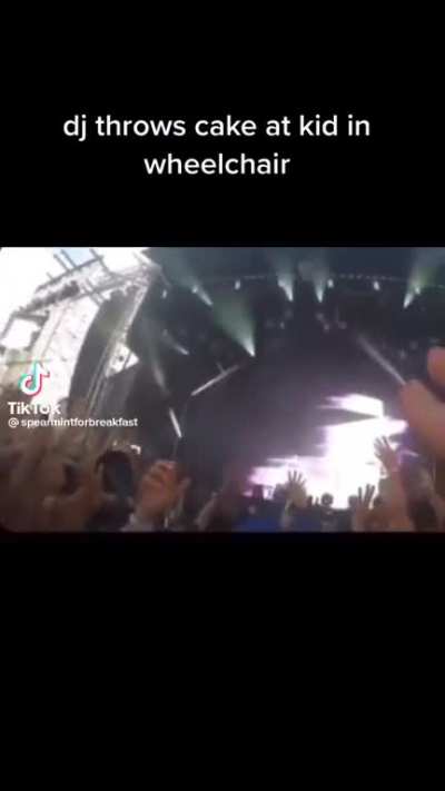 Dude throws cake at a disabled person