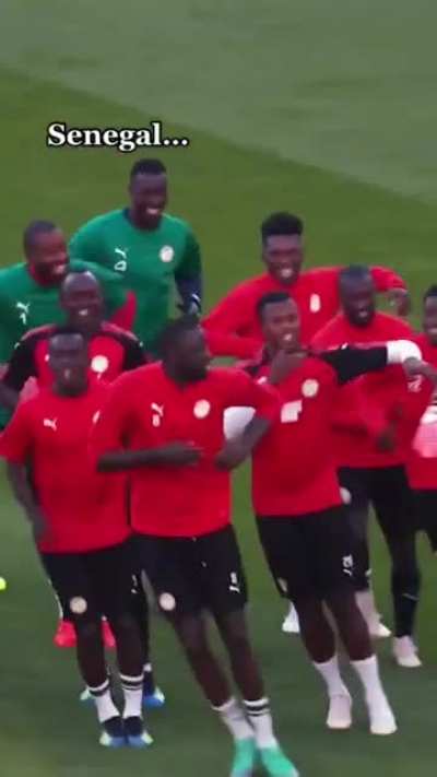 Senegal football team warming up