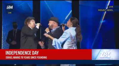 Javier Milei sings in Jerusalem, to the delight of Benjamin Netanyahu.