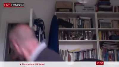 Man gets interrupted by his son
