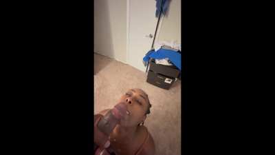 Sexy ebony kissed on the tip until he couldnt take it anymore