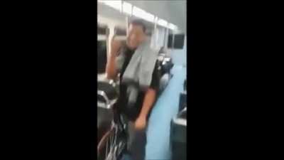 Guy who thinks he's tough gets choked by big guy, it starts at 0:50