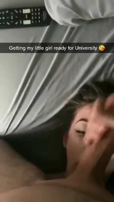 Sweetie, Daddy needs to start training you for college. Today we&rsquo;ll start with your throat&hellip; let&rsquo;s see how much of Daddys big dick you can squeeze in there.
