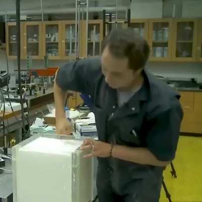 Non-Newtonian fluid, the harder you press, the harder it gets