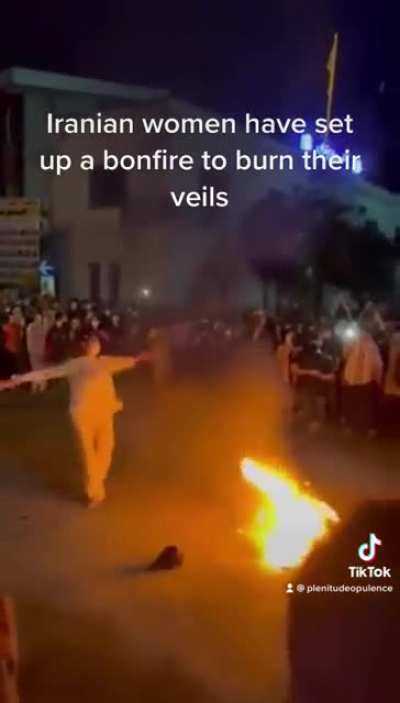 Iranian women have set up a bonfire to burn their veils