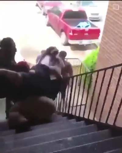 running down the stairs is already a bad idea... if there are more people, worse