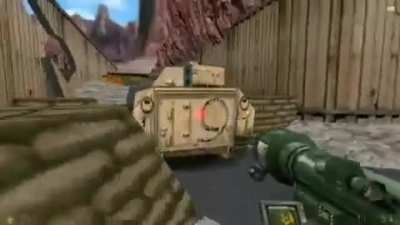 Youtuber "Grayfruit" was making a highlights playthrough of the original Half Life finding all the bugs in the game when he found out that the yellow-ish tank in surface tension can actually follow the rocket signal of the own player rocket launcher