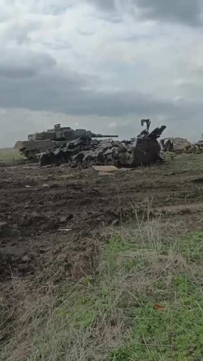 Rare footage of a Ukranian STRV-122 firing at Russian positions (date unknown but recent)