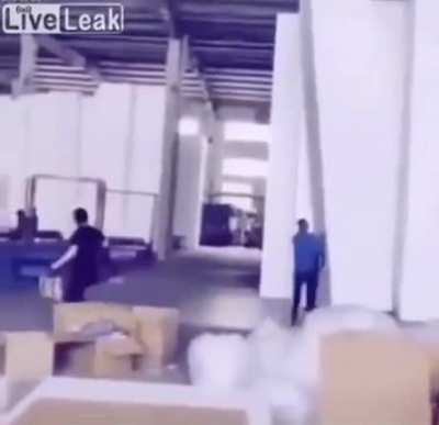 tall block drops on man