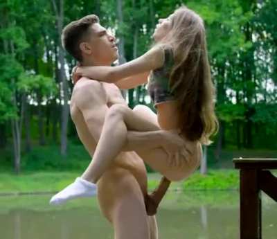 She just hops on
