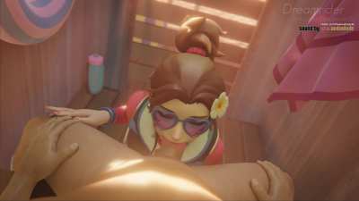 D.va Sneak Beach Blowjob (Dreamrider3D, Audiodude) [Overwatch]