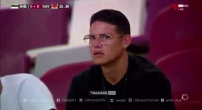 James Rodriguez watching his new team in Qatar play