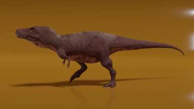 Created a walk cycle for the T. Rex I made in Blender!