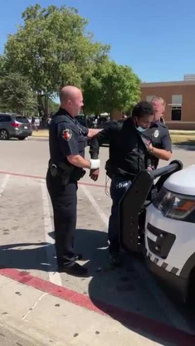 just watched UNT Police Dept. unlawfully arrest a Black student trying to attend a job fair on campus, claiming he was &ldquo;trespassing&rdquo; despite having a student ID number.
