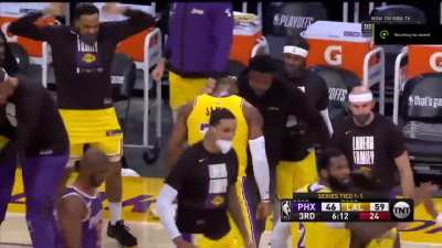[Highlight] The whole team celebrates after Lebron extends the lead
