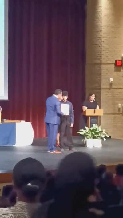 To record my son's award