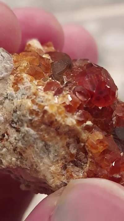 Beautiful garnets on matrix