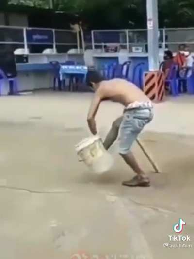 Gangster wanna be declined by a bucket
