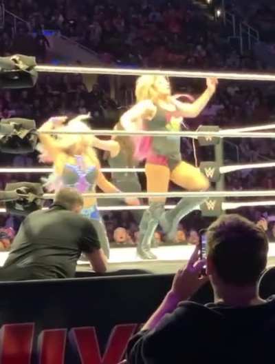 Nikki Cross hilariously trying to cheer the crowd