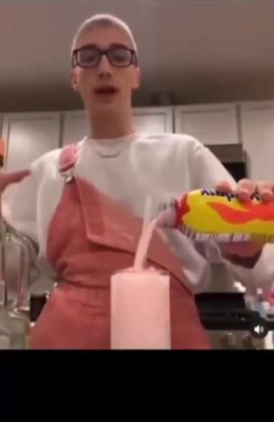 Where’s the tits on a strawberry!? Also yes he is putting milk on ice.