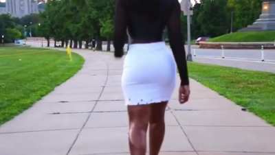 Cutie with a nice booty in white skirt