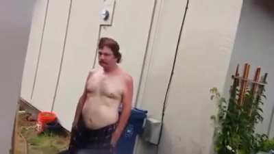 Drunk Neighbour Gets The Hose