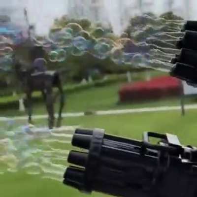 Uncountable bubbles from this gun.