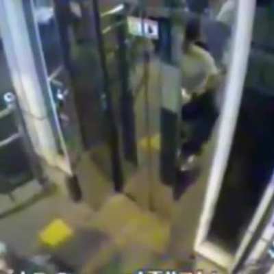 To open those sliding doors … of the elevator