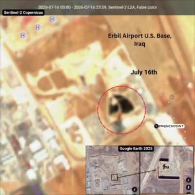 Satellite imagery confirms that a US Patriot air defense system was destroyed at the U.S. base in Erbil Airport, Iraqi Kurdistan