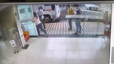 WCGW Forcing open a glass door.