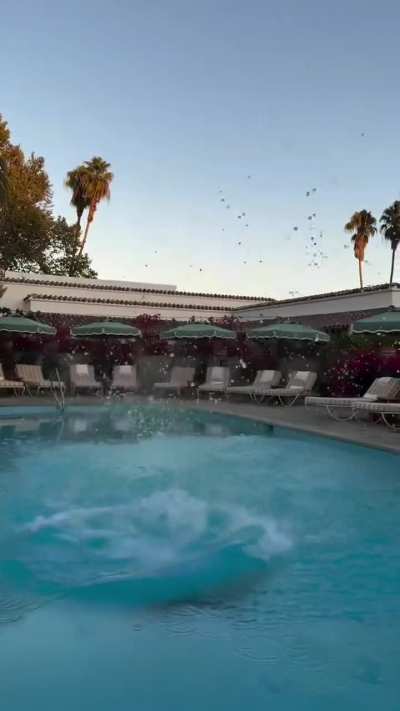 Hilary jumping into the pool | IG | October 2025