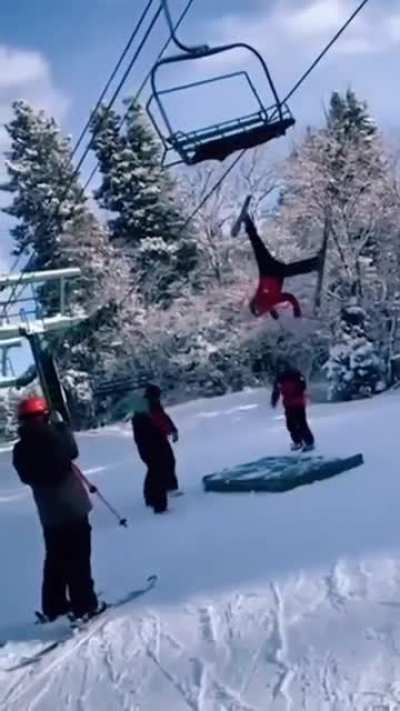 Falling down a ski lift