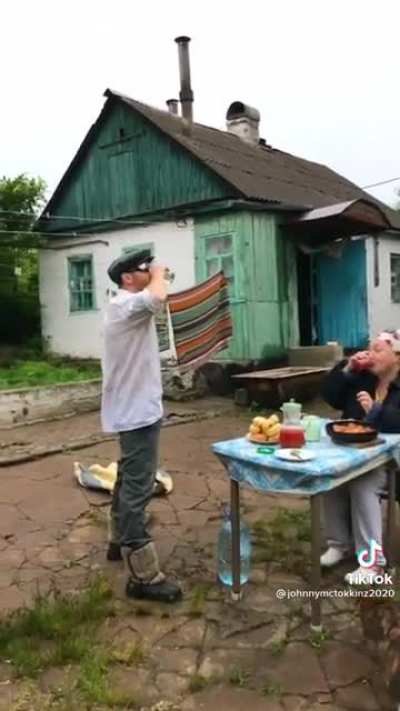 Comrade gets loose before having a sip