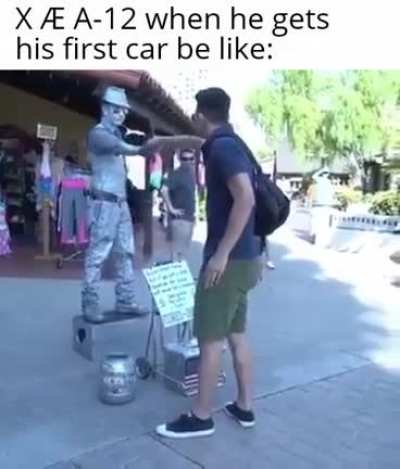 X &AElig; A-12 gets his first tesla