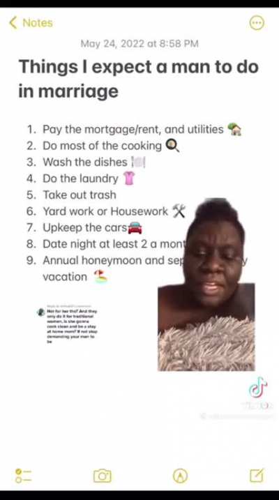 watch this girl explain her list of what she wants in a marriage that screams entitlement and delusion 🚩