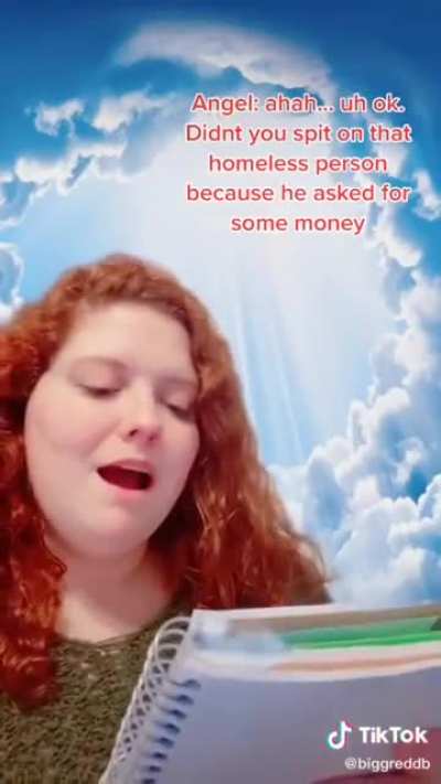 Karen waiting to get into heaven