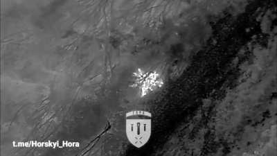 UA Recon Strike Group Hora ("Hora Group") spotted two groups of Russian soldiers mooring a boat, who are targeted w/ a munition drop. The boat floats away and is lost, and the surviving Russians are targeted with further munition drops over the next hours