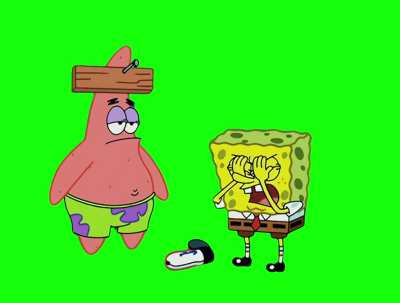 SpongeBob saying "JUST GET OUT OF HERE YOU STUPID DUMB ANIMAL!" to Patrick Green Screen Meme Template | SpongeBob SquarePants